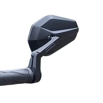cafe 4 racer - Handlebar End Mirror "SOLID 10" D30 Black Aluminum Pair Adjustable Arm: 78mm 130 x 80mm - HS MOTO Germany Bar end mirrors 4251926907317