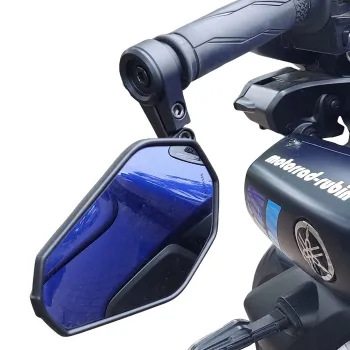 cafe 4 racer - Handlebar End Mirror "SOLID 10" D30 Black Aluminum Pair Adjustable Arm: 78mm 130 x 80mm - HS MOTO Germany Bar end mirrors 4251926907317