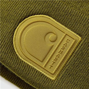 cafe 4 racer - Carhartt čepice s nášivkou tmavě bronzově zelená - Carhartt Zimní čepice 