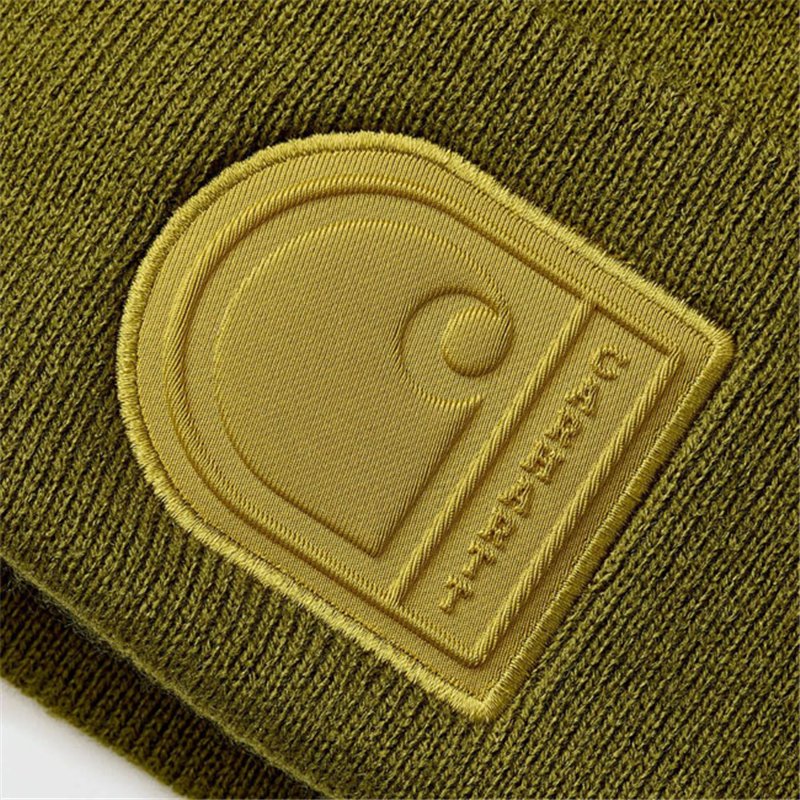 cafe 4 racer - Carhartt čepice s nášivkou tmavě bronzově zelená - Carhartt Zimní čepice 
