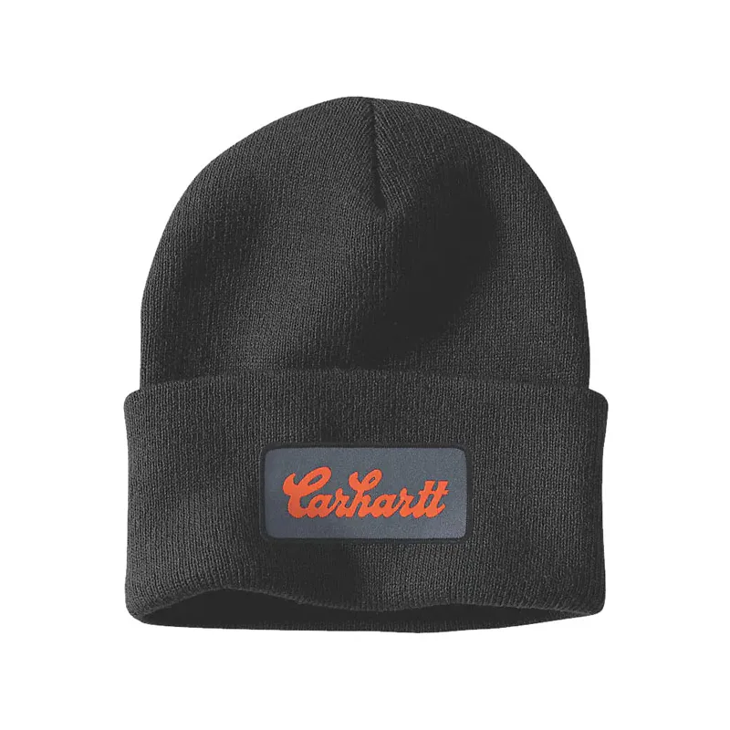 cafe 4 racer - Carhartt Script Patch čiapka čierna - Carhartt Zimné čiapky 
