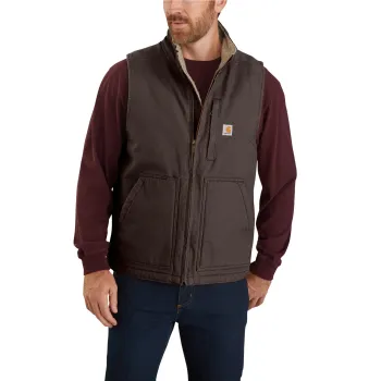 cafe 4 racer - Carhartt Praný kachní vesta s vysokým límcem tmavě hnědá - Carhartt Vesty 