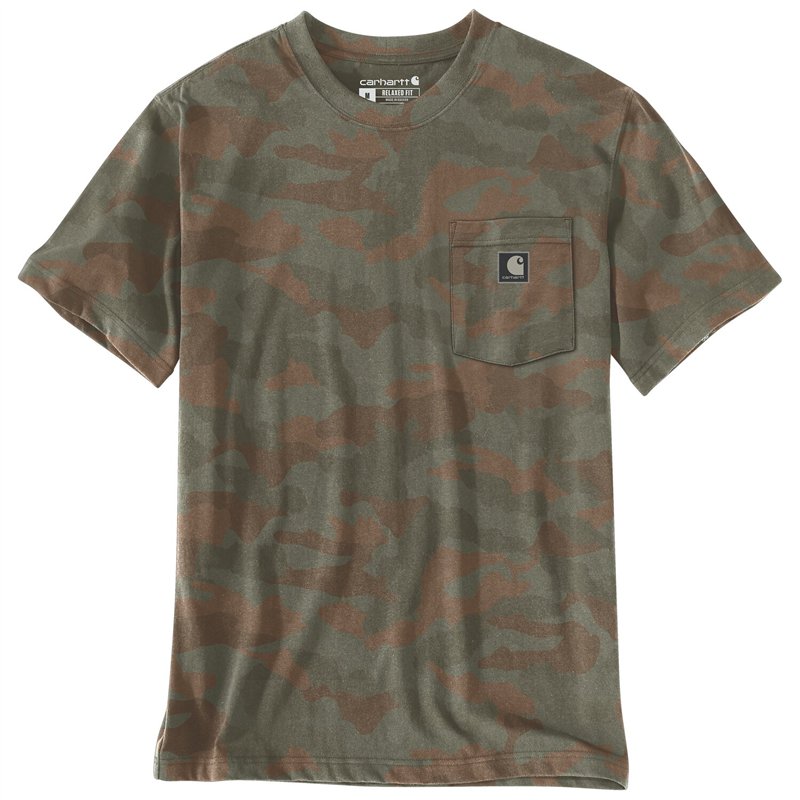 cafe 4 racer - Carhartt Irvine Relaxed Camo Tričko Armádně zelený maskáč - Carhartt Trička 