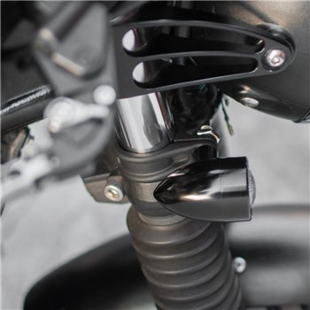 cafe 4 racer - The Clampits - 35mm - Indicator/Turn Signal Fork Mount Brackets - Motone CNC aluminum housing & brackets 