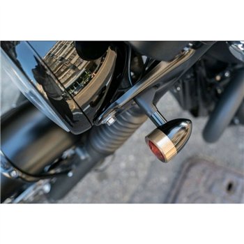 cafe 4 racer - Custom Billet směrová světla "JPS" Sada 2 ks - Černé/BRASS rámečky - Motone Standardní ukazatele směru 
