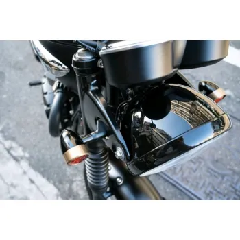 cafe 4 racer - Custom Billet Indicator Turn Signals "JPS" Set of 2  - Black/BRASS Bezels - Motone Standard indicators 