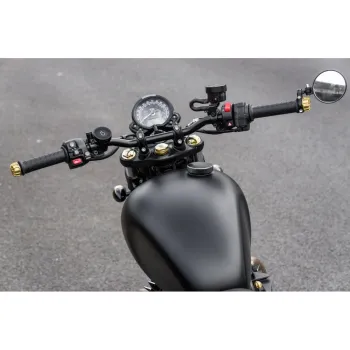 cafe 4 racer - Custom Billet Indicator Turn Signals "JPS" Set of 2  - Black/BRASS Bezels - Motone Standard indicators 