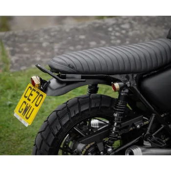 cafe 4 racer - Custom Billet Indicator Turn Signals "JPS" Set of 2  - Black/BRASS Bezels - Motone Standard indicators 