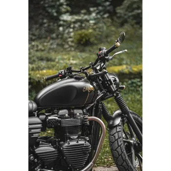 cafe 4 racer - Custom Billet Indicator Turn Signals "JPS" Set of 2  - Black/BRASS Bezels - Motone Standard indicators 