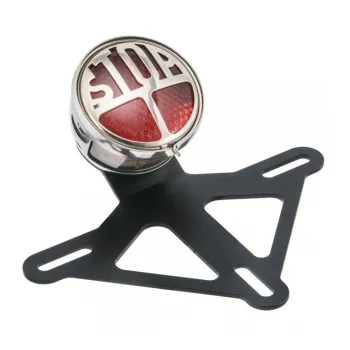 cafe 4 racer - Steel License/Number Plate Bracket Insert Round Light - Motone License plate holders 