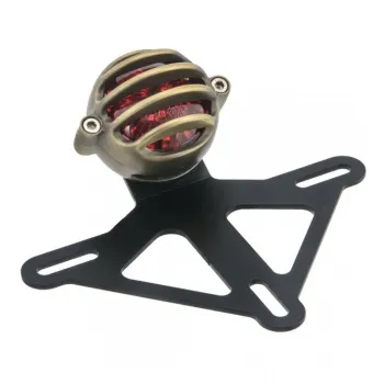 cafe 4 racer - Steel License/Number Plate Bracket Insert Round Light - Motone License plate holders 