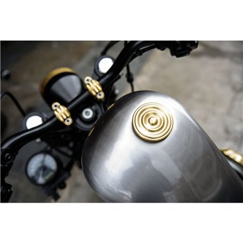 cafe 4 racer - Infinity Gas Cap - Brass Rippled Top - Aluminium Thread - Rippled - Motone Triumph Bonneville 