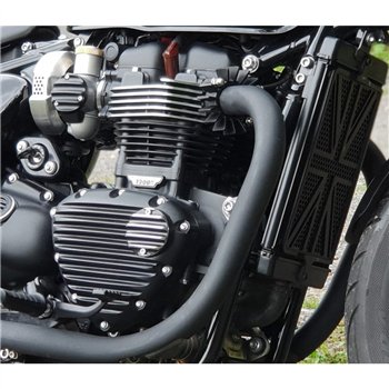 cafe 4 racer - Points ACG Cover/Badge - Ribbed - Black/Polished Rib Contrast Finish - Motone Triumph Bonneville 