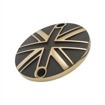 cafe 4 racer - Points ACG Cover/Badge - Union Jack - 2 Tone Brass & Black - Motone Triumph Bonneville 