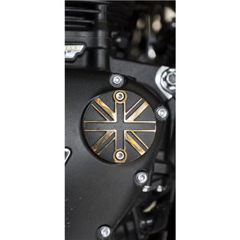 cafe 4 racer - Points ACG Kryt/Plaketa - Union Jack - Dvoubarevná mosaz a černá - Motone Triumph Bonneville 