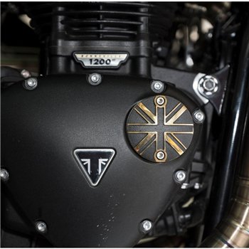 cafe 4 racer - Points ACG Kryt/Plaketa - Union Jack - Dvoubarevná mosaz a černá - Motone Triumph Bonneville 
