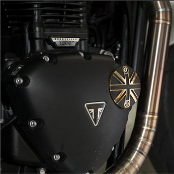 cafe 4 racer - Points ACG Kryt/Plaketa - Union Jack - Dvoubarevná mosaz a černá - Motone Triumph Bonneville 