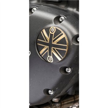 cafe 4 racer - Points ACG Kryt/Plaketa - Union Jack - Dvoubarevná mosaz a černá - Motone Triumph Bonneville 