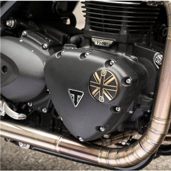 cafe 4 racer - Points ACG Kryt/Plaketa - Union Jack - Dvoubarevná mosaz a černá - Motone Triumph Bonneville 