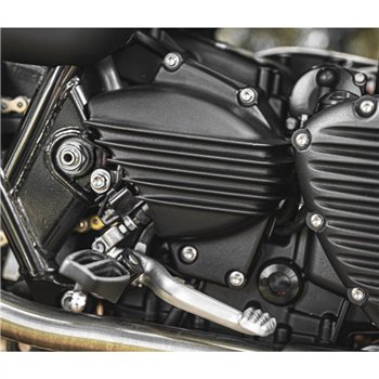 cafe 4 racer - Streamliner kryt ozubeného kolesa - rebrovaný - čierne plutvy - LC - Street Twin/T100/T120 - Motone Triumph Bonneville 