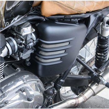 cafe 4 racer - Ribbed Side Panels - Matte Black - LHS ONLY (Scrambler) - Motone Triumph Bonneville 
