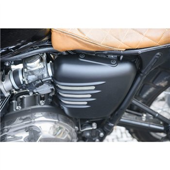 cafe 4 racer - Ribbed Side Panels - Matte Black - LHS ONLY (Scrambler) - Motone Triumph Bonneville 