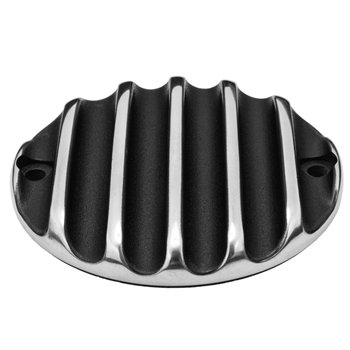 cafe 4 racer - Clutch Badge - Ribbed - Black Polished Rib Contrast Finish - Motone Triumph Bonneville 