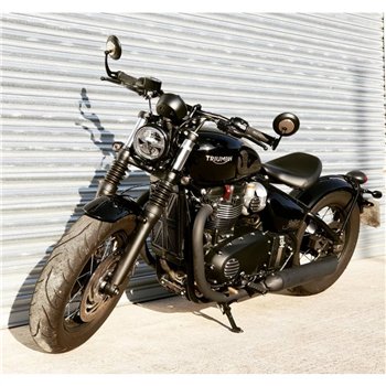 cafe 4 racer - Odznak spojky - žebrovaný - černý leštěný s kontrastním žebrováním - Motone Triumph Bonneville 