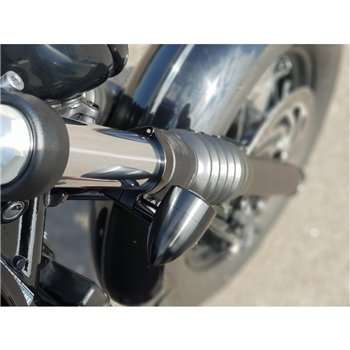 cafe 4 racer - Wrap-Around Fork M10 (10mm) Indicator Turn Signal Bracket Clamps - Pair - 47mm - Black (Bobber) - Motone Triumph Bonneville 