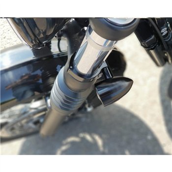 cafe 4 racer - Wrap-Around Fork M10 (10mm) Indicator Turn Signal Bracket Clamps - Pair - 47mm - Black (Bobber) - Motone Triumph Bonneville 