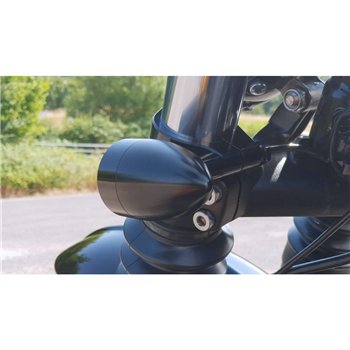 cafe 4 racer - Wrap-Around Fork M10 (10mm) Indicator Turn Signal Bracket Clamps - Pair - 47mm - Black (Bobber) - Motone Triumph Bonneville 