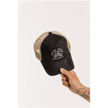 cafe 4 racer - Motone GARAGEGOALS Trucker Cap - Black Suede - Garage Bobber Graphic - Motone Caps 