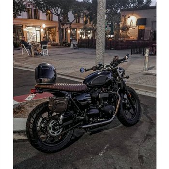 cafe 4 racer - The Viper- Low Profile Skinny Ribbed Seat - Tobacco Brown - Motone Triumph Bonneville 