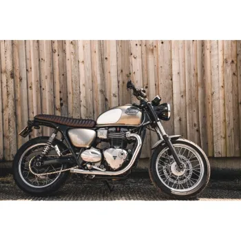 cafe 4 racer - The Viper - Nízky profil úzky rebrovaný sedák - Tabakovo hnedý - Motone Triumph Bonneville 
