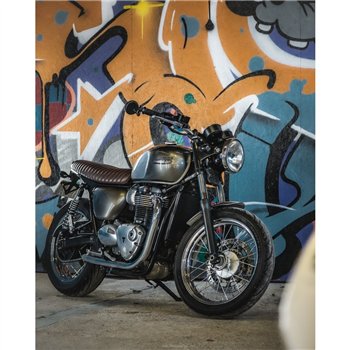 cafe 4 racer - The Viper- Low Profile Skinny Ribbed Seat - Tobacco Brown - Motone Triumph Bonneville 