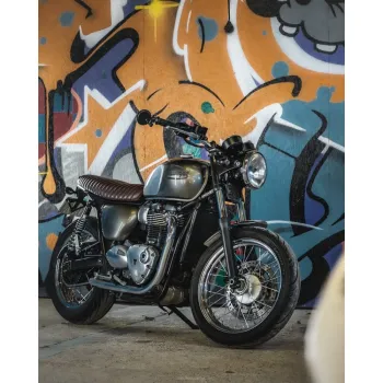 cafe 4 racer - The Viper - Nízky profil úzky rebrovaný sedák - Tabakovo hnedý - Motone Triumph Bonneville 