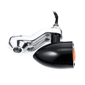 cafe 4 racer - TRILINE Indicator/Turn Signal Ribbed Brackets - Top Shock Mount - Brushed - Motone Triumph Bonneville 