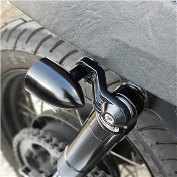 cafe 4 racer - TRILINE Indicator/Turn Signal Ribbed Brackets - Top Shock Mount - Brushed - Motone Triumph Bonneville 