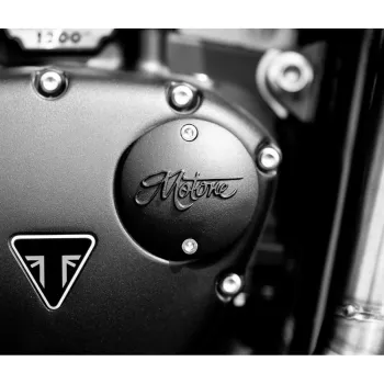 cafe 4 racer - Odznak spojky - rebrovaný - leštený - Motone Triumph Bonneville 