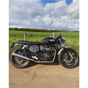 cafe 4 racer - High-Tail Mudguard - Predrilled for Motone Fender Mount Light Kits - Brushed- AC - Motone Triumph Bonneville 