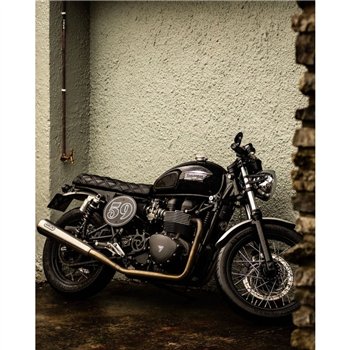 cafe 4 racer - High-Tail Mudguard - Predrilled for Motone Fender Mount Light Kits - Brushed- AC - Motone Triumph Bonneville 
