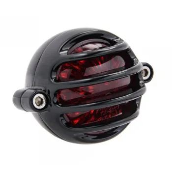 cafe 4 racer - LED Rear Light "CNC" with Red Bracket with KZB Housing in Black Ø70 mm - HS MOTO Germany LED Rear lights 4251352604422
