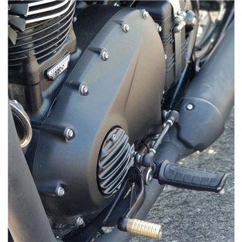 cafe 4 racer - Clutch Badge - Ribbed - Black - Motone Triumph Bonneville 