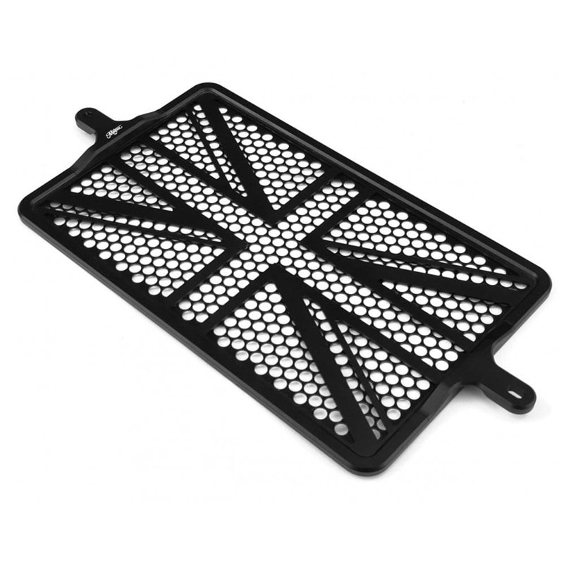 cafe 4 racer - Billet Radiator Guard Kit - Union Jack - Black - Motone Triumph Bonneville 