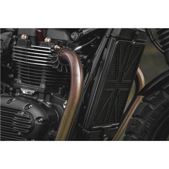 cafe 4 racer - Sada hliníkového krytu chladiča - Union Jack - Čierna - Motone Triumph Bonneville 