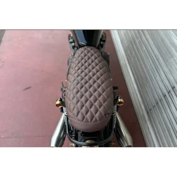 cafe 4 racer - The Blackadder - Low Profile Skinny Diamond Stitch Seat - Tobacco Brown - Motone Triumph Bonneville 