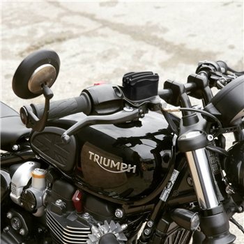 cafe 4 racer - Víčko hlavního válce nádobky na brzdovou kapalinu s odlitkem pod tlakem - žebrované - černé - Motone Triumph Bonneville 