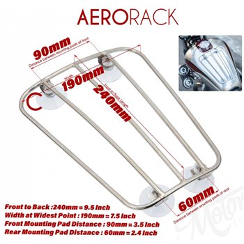 cafe 4 racer - Aero Parcel Rack - Stainless Steel - Universal Tank Rack - Polished - Motone Triumph Bonneville 