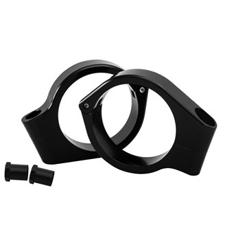 cafe 4 racer - Wrap-Around Fork M10 (10mm) Indicator Turn Signal Bracket Clamps - Pair - 49mm - Black - Motone CNC aluminum housing & brackets 