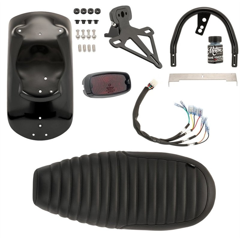cafe 4 racer - Cortado Kit - Black Mudguard + Black Gort Light + License Plate - (MTE210+MTE210A+PNT+DDM021+MEL033+MMU613+MEL526) - Motone Triumph Bonneville 